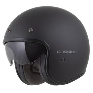 "Cassida Oxygen 2.0 Solid Matte Black-Dark Grey" atviras motociklininko šalmas