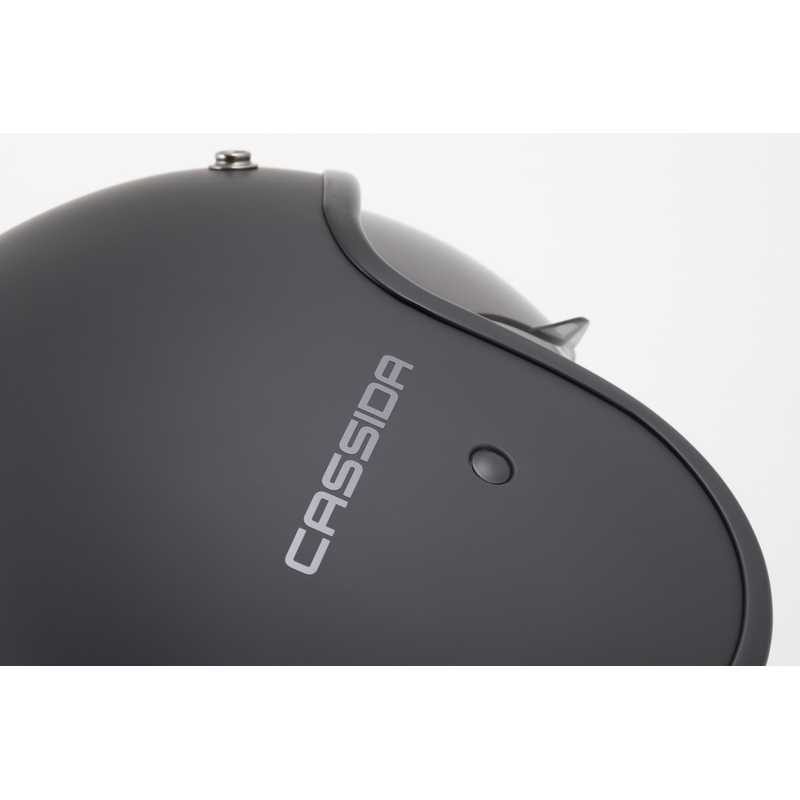 "Cassida Oxygen 2.0 Solid Matte Black-Dark Grey" atviras motociklininko šalmas