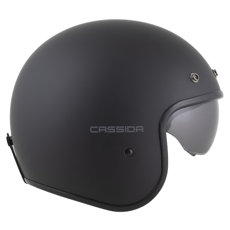 "Cassida Oxygen 2.0 Solid Matte Black-Dark Grey" atviras motociklininko šalmas