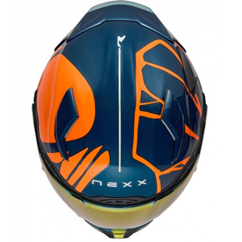Integruotas motociklininko šalmas "Nexx X.WST3 B-Side" mėlynai oranžinis