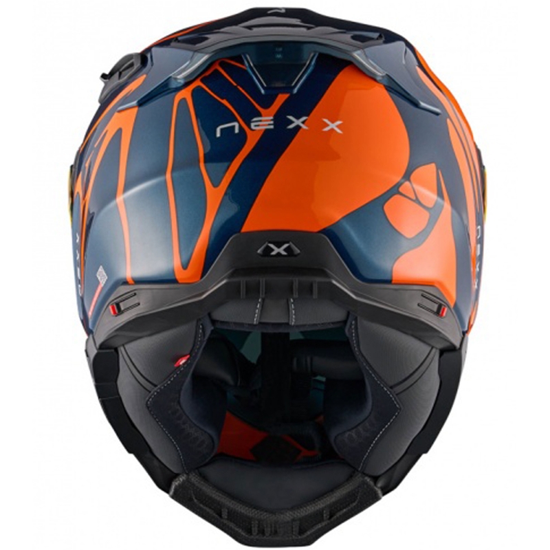 Integruotas motociklininko šalmas "Nexx X.WST3 B-Side" mėlynai oranžinis