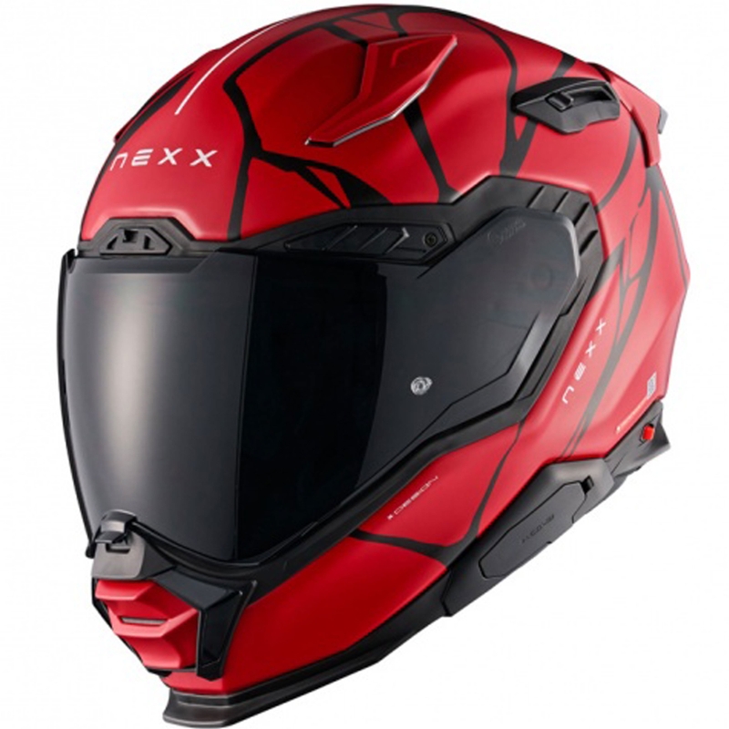 Integruotas motociklininko šalmas "Nexx X.WST3 B-Side" raudonai juodas