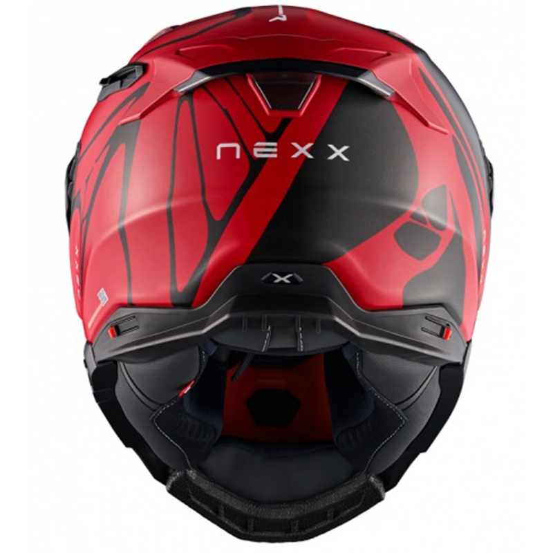 Integruotas motociklininko šalmas "Nexx X.WST3 B-Side" raudonai juodas