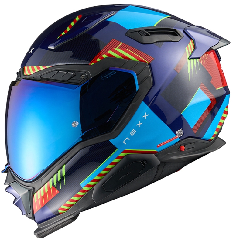 "Nexx X.WST3 Fluence" mėlynai raudonas integralus motociklininko šalmas išpardavimas