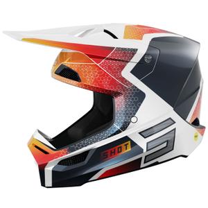 Motokroso šalmas Shot Race Phaser pearl blue-white-orange