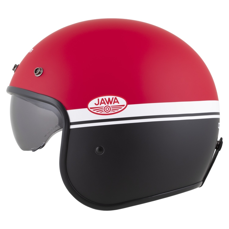 Atviras šalmas motociklui Cassida Oxygen 2.0 Jawa OHC matinis raudona-juoda-balta