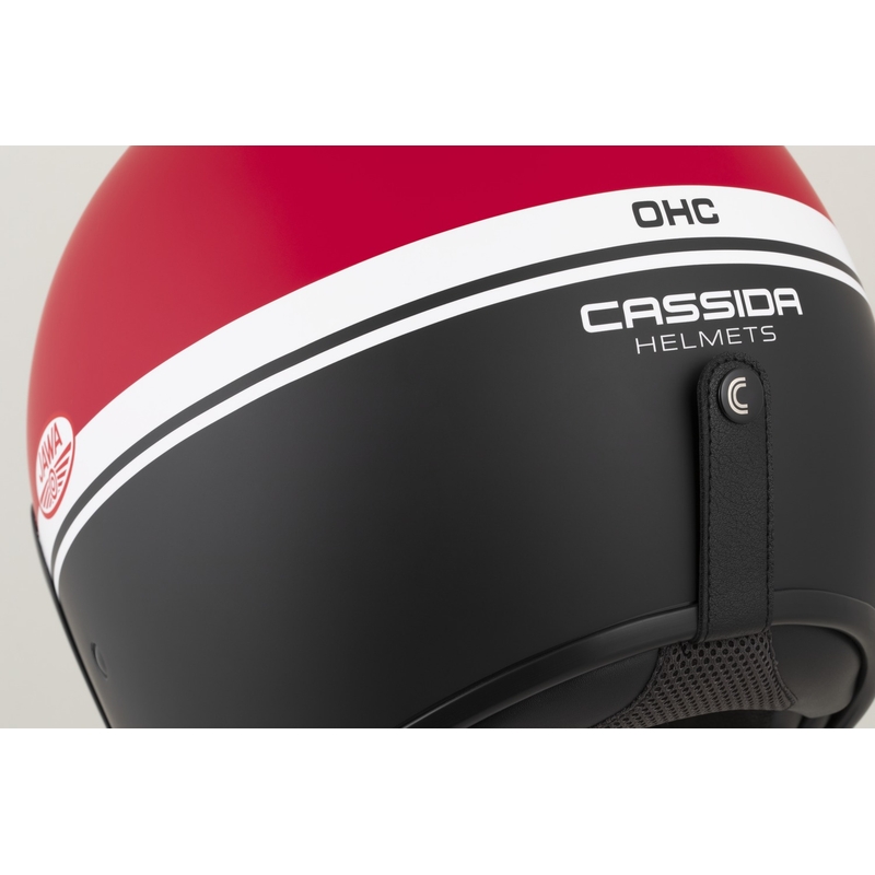 Atviras šalmas motociklui Cassida Oxygen 2.0 Jawa OHC matinis raudona-juoda-balta