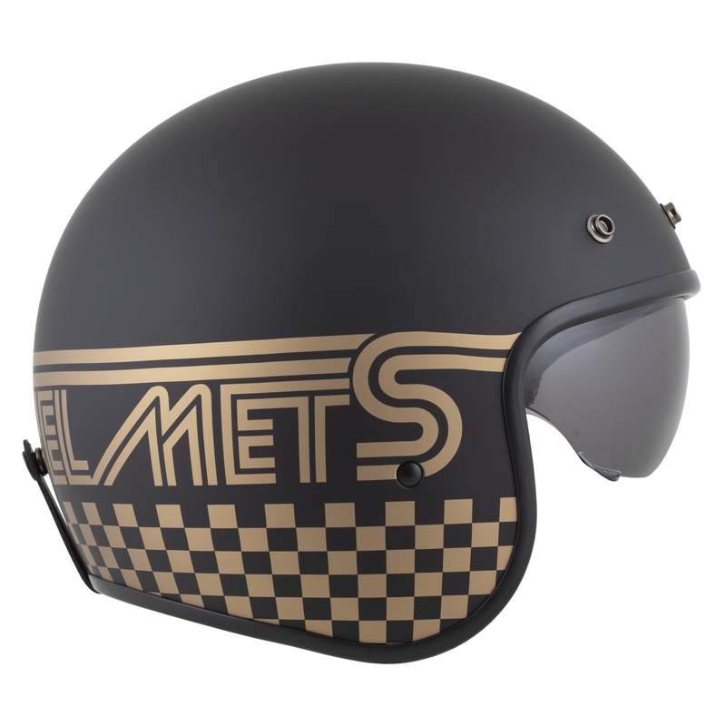 Cassida Oxygen 2.0 Rondo atviras motociklininko šalmas matinis juodai auksinis