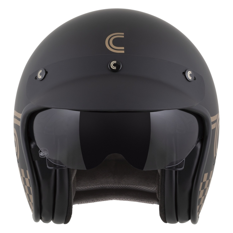 Cassida Oxygen 2.0 Rondo atviras motociklininko šalmas matinis juodai auksinis