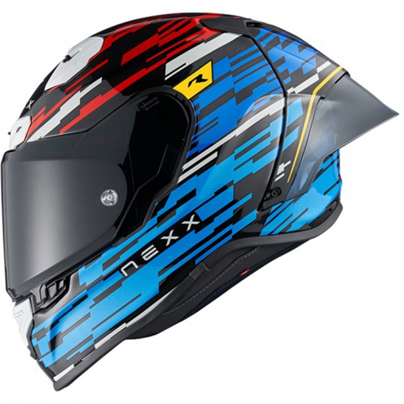Integruotas motociklininko šalmas Nexx X.R3R Glitch Racer mėlynai raudonas išpardavimas