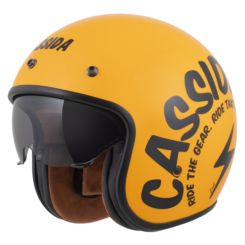 "Cassida Oxygen 2.0 Gear Open" motociklininko šalmas geltonos ir juodos spalvos