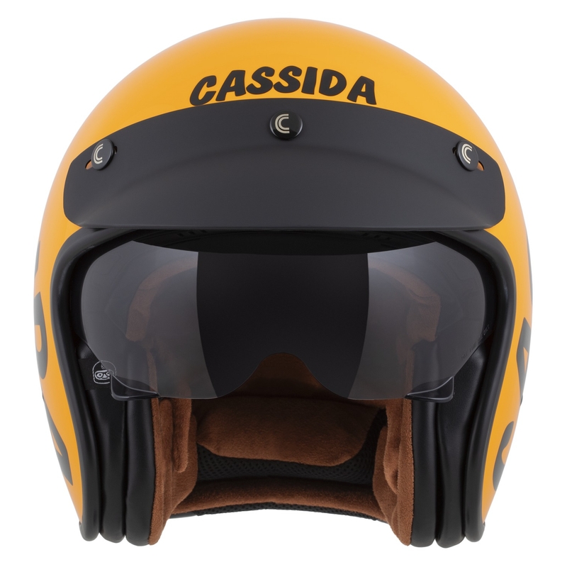 "Cassida Oxygen 2.0 Gear Open" motociklininko šalmas geltonos ir juodos spalvos
