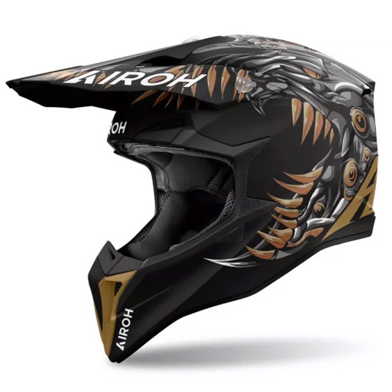 Motokroso šalmas Airoh Wraaap Cyborg matinis juodas