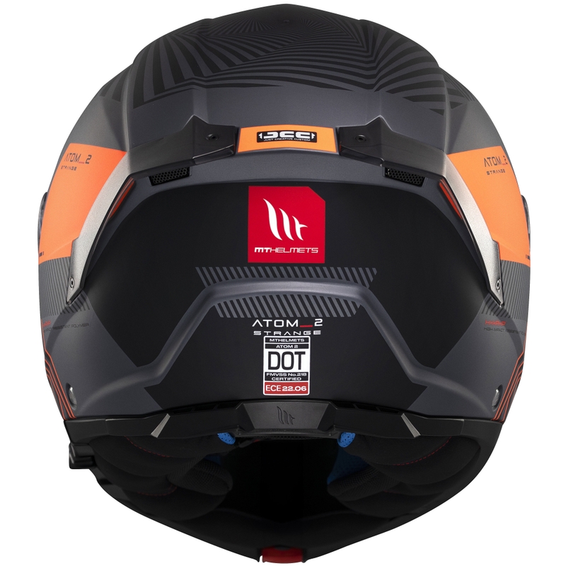 MT Atom 2 SV Strange apverčiamas motociklininko šalmas matinis pilkai-juodai-oranžinis