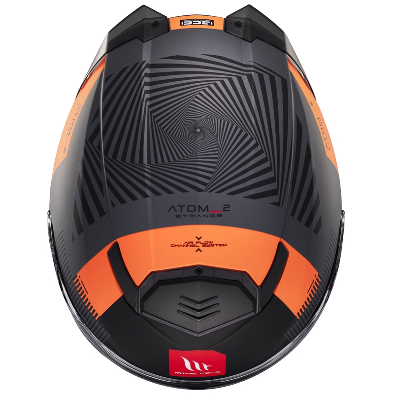 MT Atom 2 SV Strange apverčiamas motociklininko šalmas matinis pilkai-juodai-oranžinis