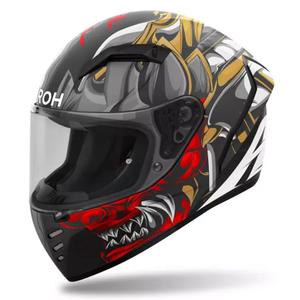 Integruotas motociklininko šalmas "Airoh Connor Samurai" matinis juodas-raudonas-rudas-pilkas