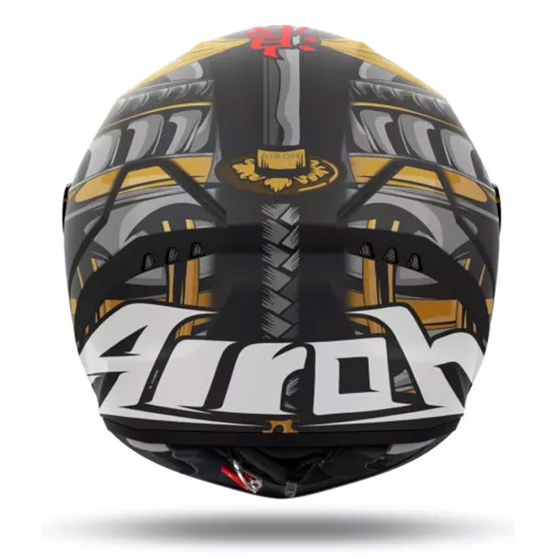 Integruotas motociklininko šalmas "Airoh Connor Samurai" matinis juodas-raudonas-rudas-pilkas