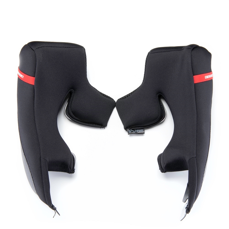 Atsarginės skruostų pagalvėlės šalmams "Scorpion EXO-R1 Air/Carbon Air", juodos spalvos