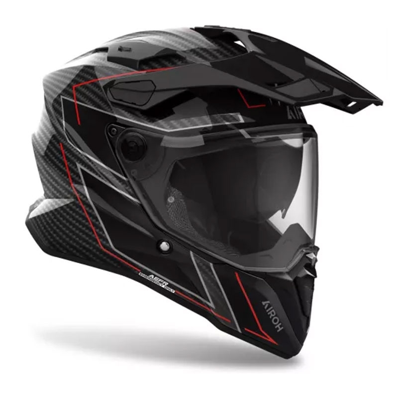 "Airoh Commander 2 Carbon" stilingas juodai raudonas enduro šalmas