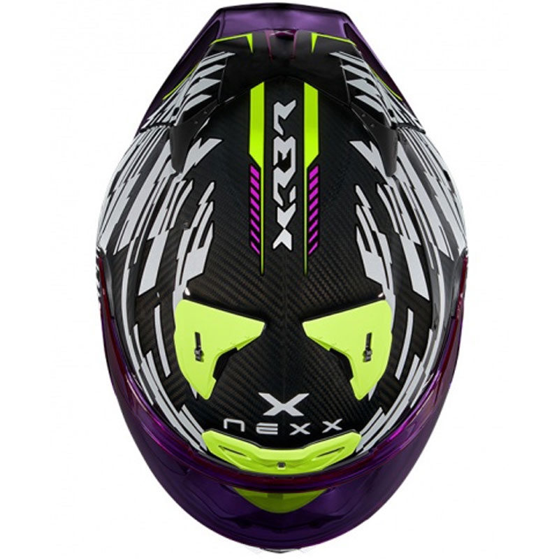 Integruotas motociklininko šalmas Nexx X.R3R Glitch Racer baltai-fluo geltonas išpardavimas