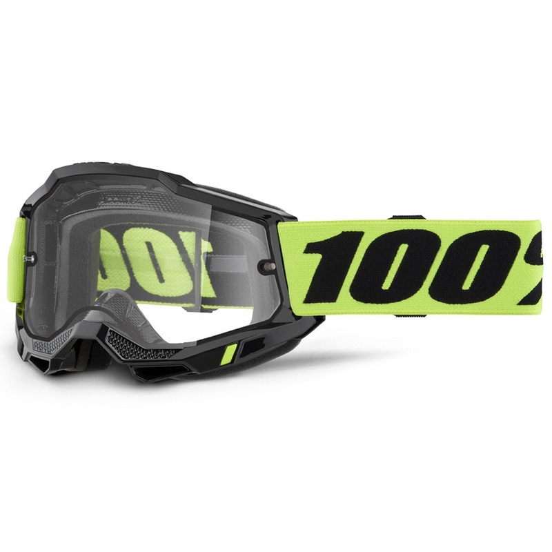 Motokroso akiniai 100% ACCURI 2 Enduro geltoni su dvigubu skaidriu stiklu