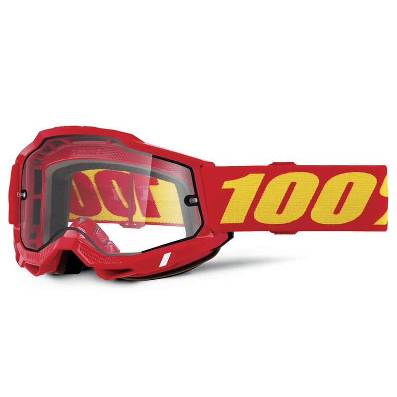 Motokroso akiniai 100% ACCURI 2 Enduro raudoni su dvigubu skaidriu stiklu