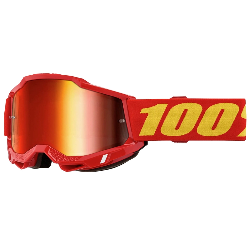 Vaikiški motokroso akiniai 100% ACCURI 2 raudoni su raudonu veidrodiniu stiklu