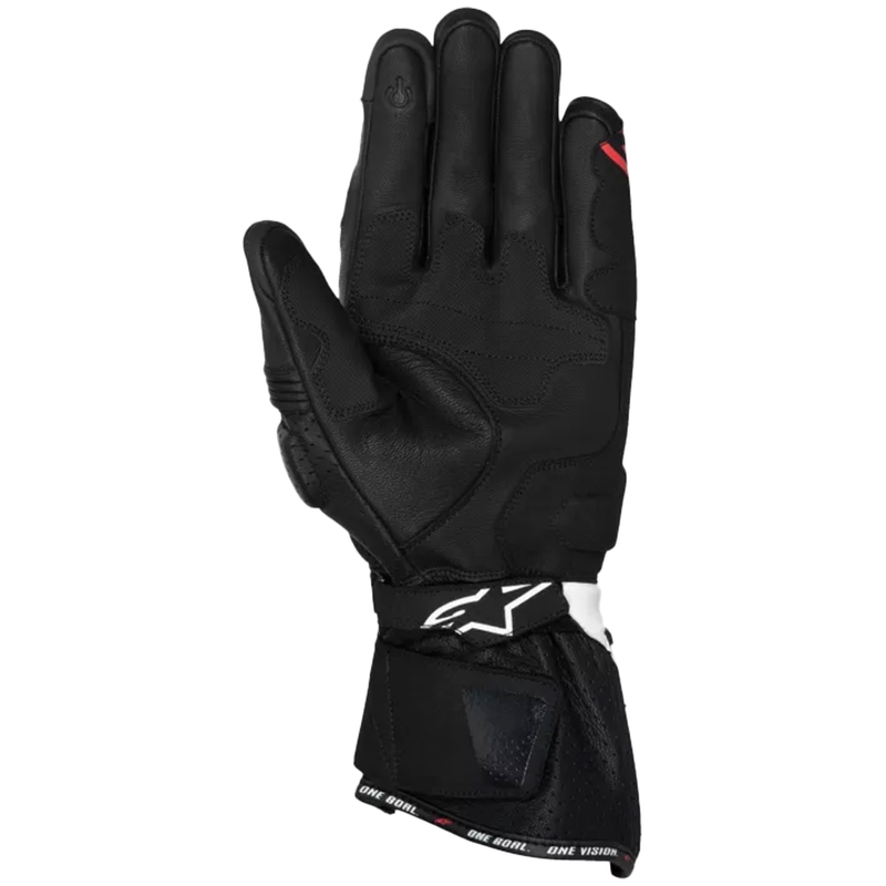 Alpinestars SP-3 juodai-baltai-fluo raudonos motociklininko pirštinės