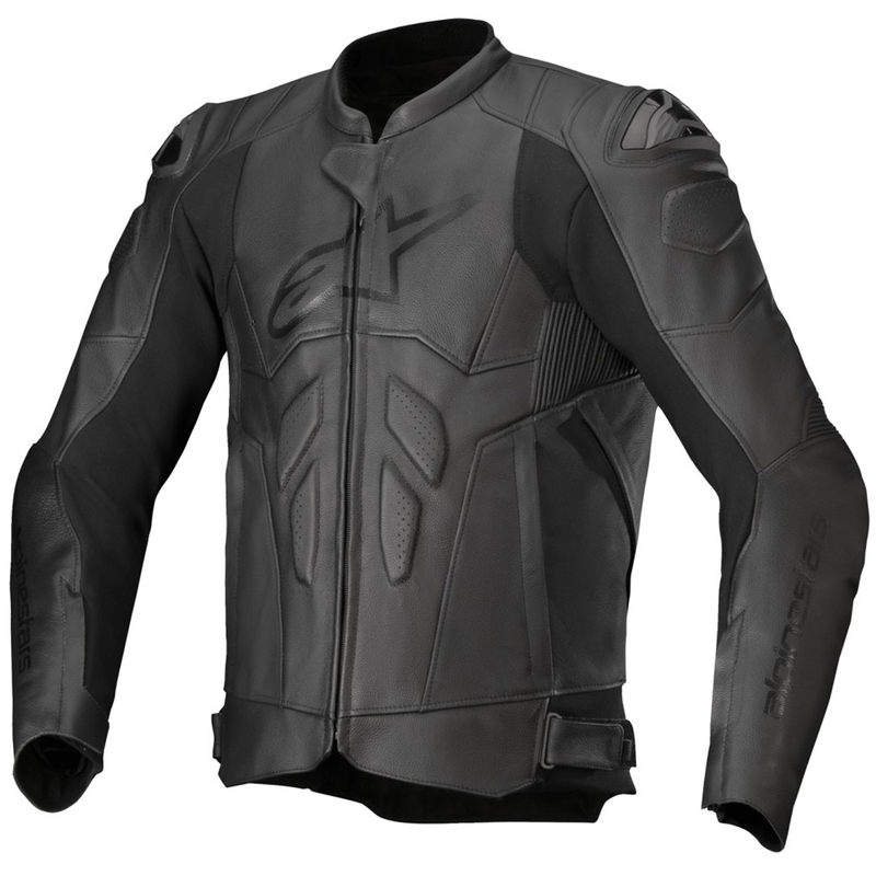 "Alpinestars Dusk" juoda odinė motociklininko striukė