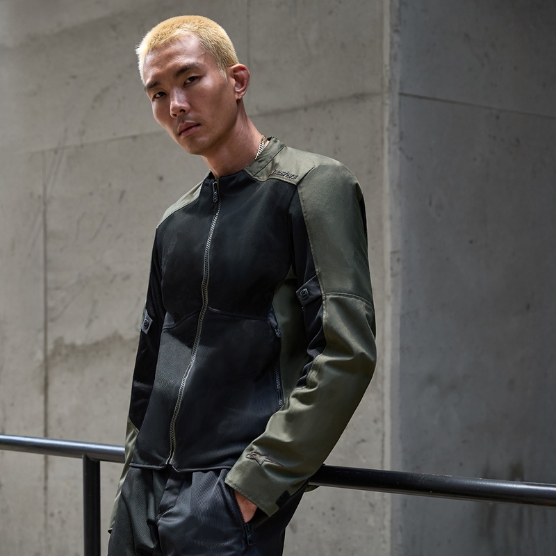 Alpinestars C-1 Air juodos ir chaki spalvų motociklininko striukė