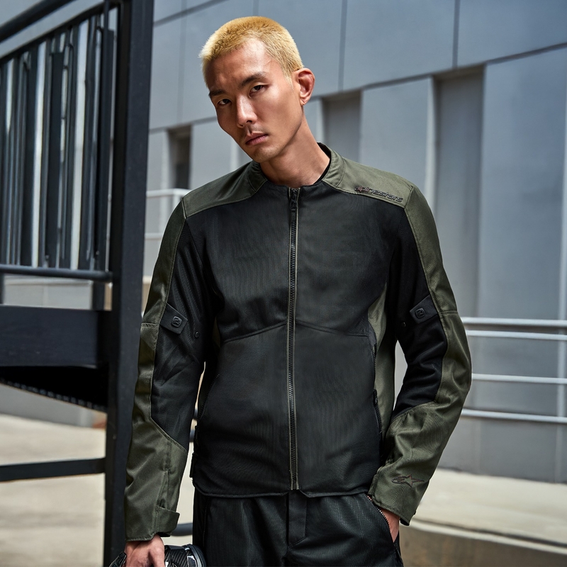 Alpinestars C-1 Air juodos ir chaki spalvų motociklininko striukė