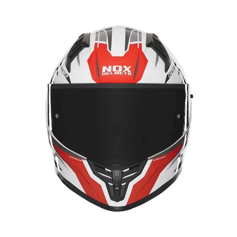 Integruotas motociklininko šalmas NOX N401 Crower baltas-juodas-raudonas