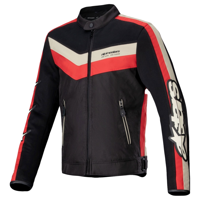 "Alpinestars T-Dyno Air" juoda-raudona-smėlio spalvos motociklininko striukė