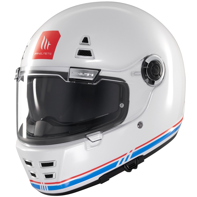 MT Jarama SV integralus motociklininko šalmas blizgus baltas