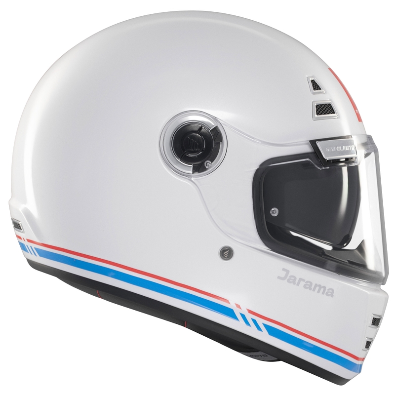 MT Jarama SV integralus motociklininko šalmas blizgus baltas