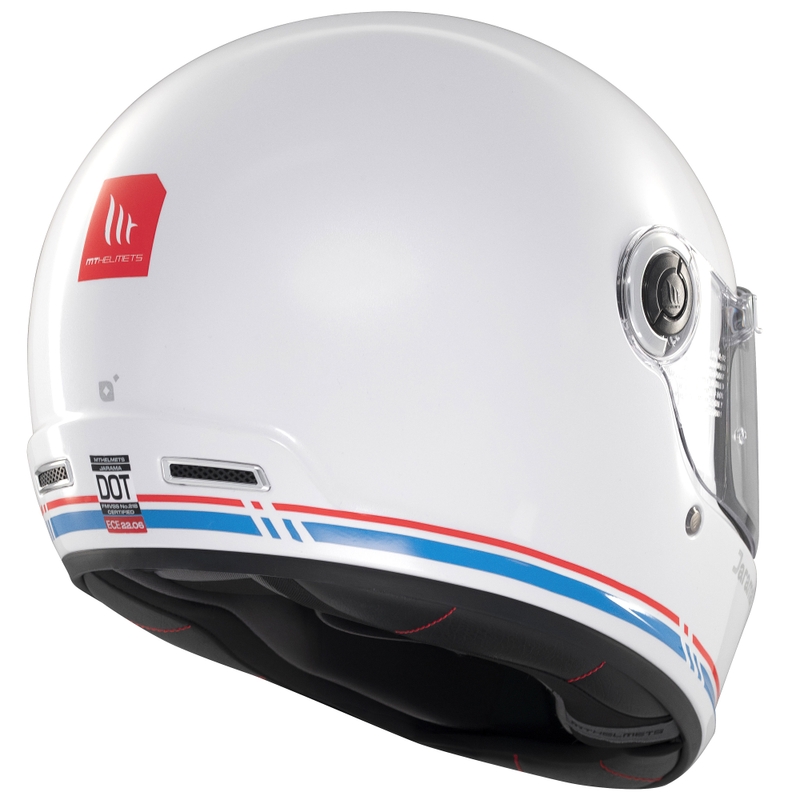 MT Jarama SV integralus motociklininko šalmas blizgus baltas