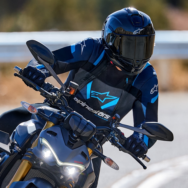 Alpinestars T-Stunt Air Black-Blue-Light Blue motociklininko striukė