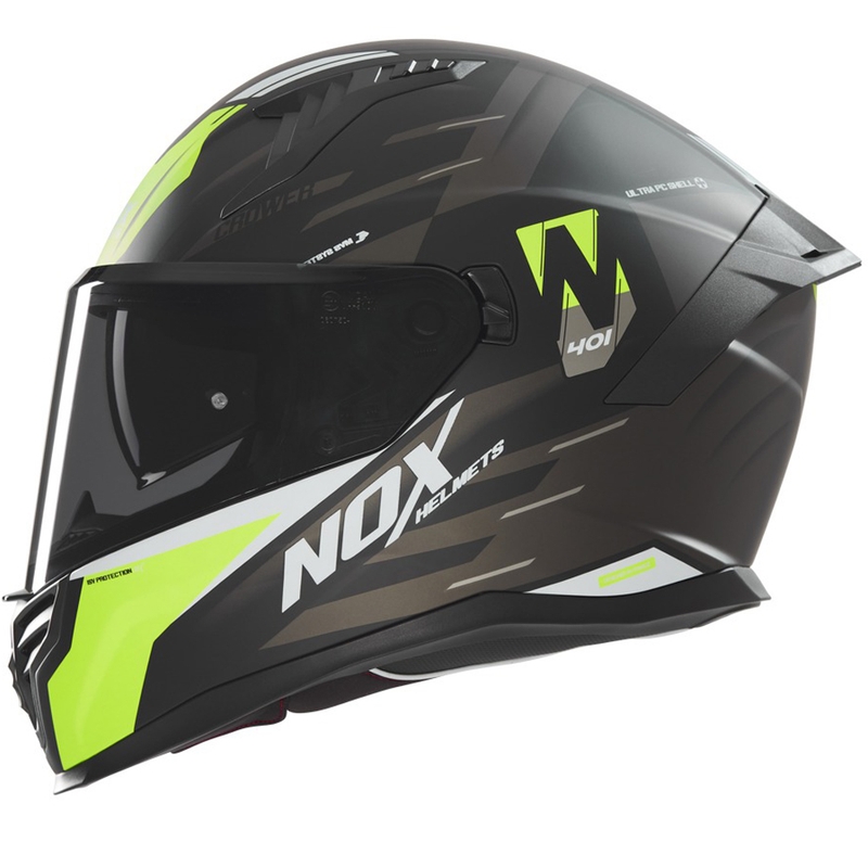 Integruotas motociklininko šalmas NOX N401 Crower matinis juodai-fluo geltonas