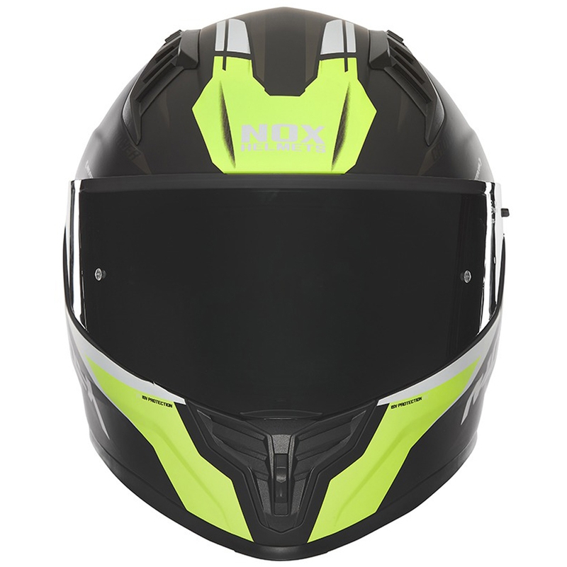 Integruotas motociklininko šalmas NOX N401 Crower matinis juodai-fluo geltonas