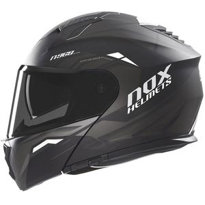 NOX N968 Ultra matinės juodos ir baltos spalvos apverčiamas motociklininko šalmas