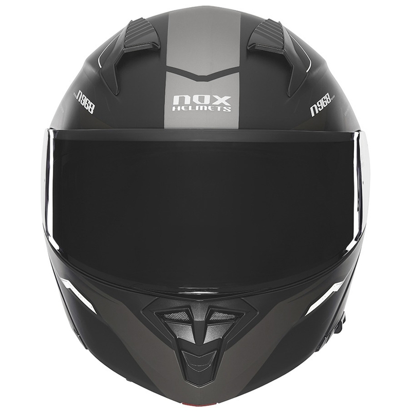 Atlenkiamas motociklo šalmas NOX N968 Ultra matinis juodas-baltas