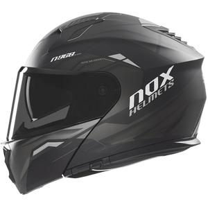 NOX N968 Ultra matinis juodos spalvos titano apverčiamas motociklininko šalmas