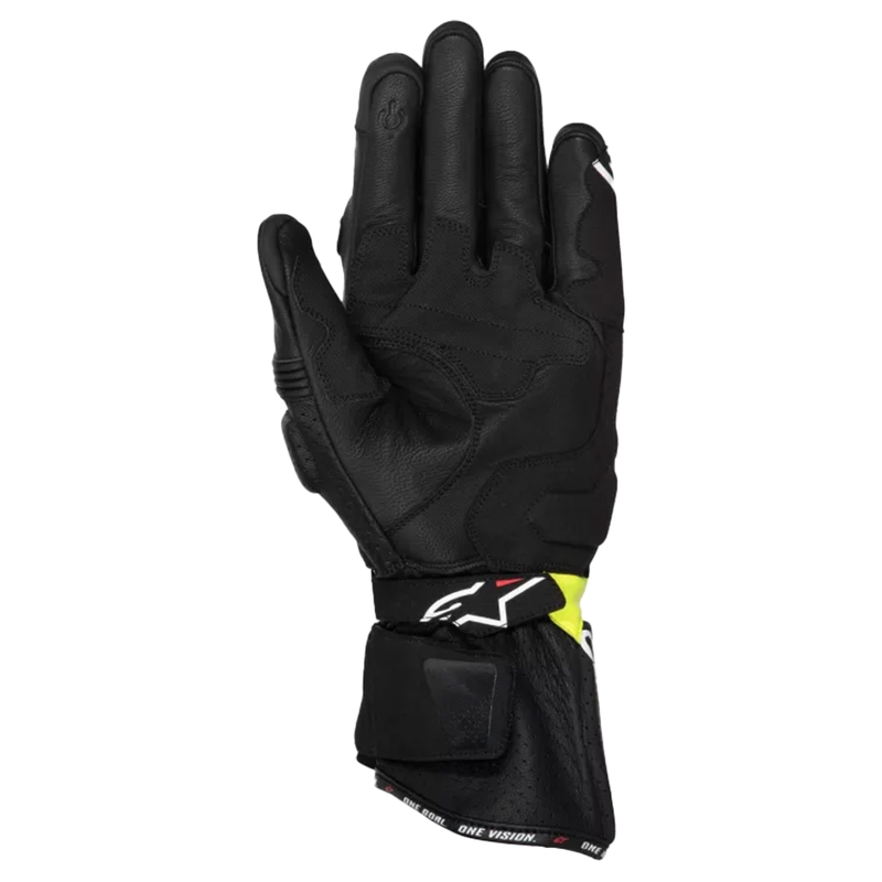 Alpinestars SP-3 juodos-fluoro geltonos-baltos motociklininko pirštinės