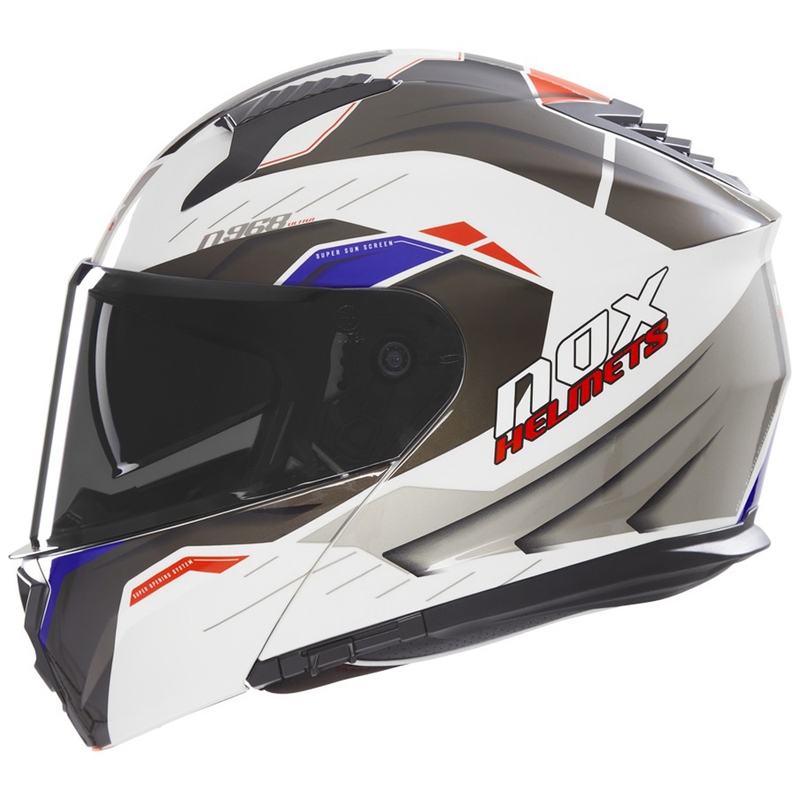 NOX N968 Ultra baltai pilkas motociklininko šalmas