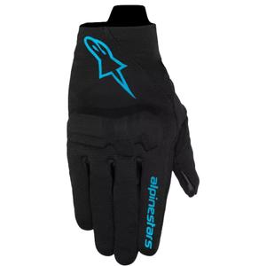 "Alpinestars Reef V2" moteriškos motociklininko pirštinės juodos ir mėlynos spalvos