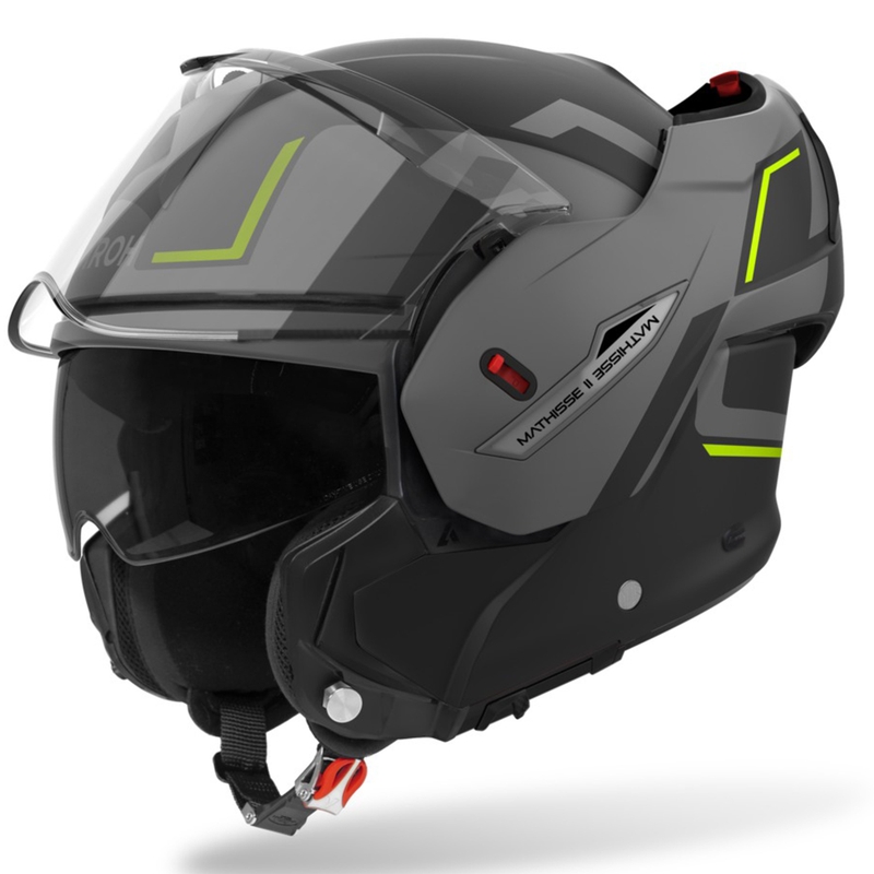 Atverčiamas motociklininko šalmas Airoh Mathisse 2 Genius matinis geltonas