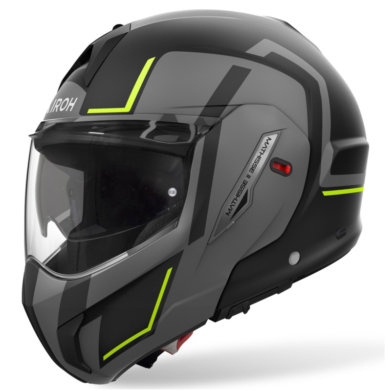 Atverčiamas motociklininko šalmas Airoh Mathisse 2 Genius matinis geltonas