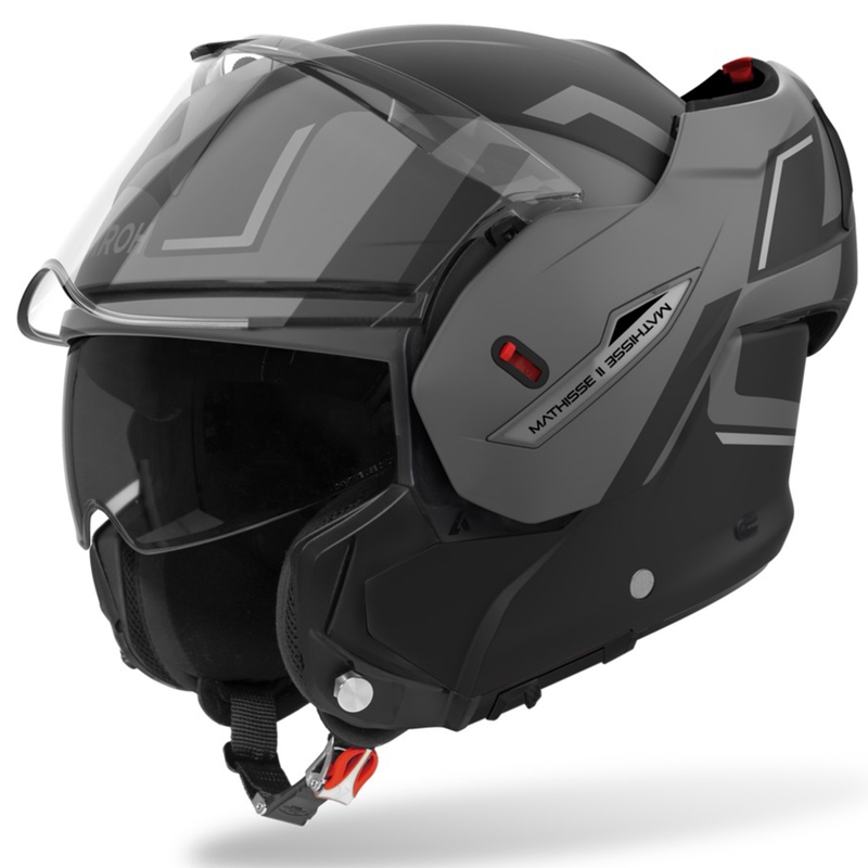 Airoh Mathisse 2 Genius matinis pilkas apverčiamas motociklininko šalmas