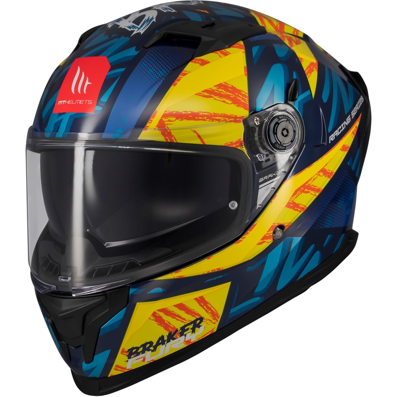 MT Braker SV Fury integralus motociklininko šalmas mėlynai geltonas