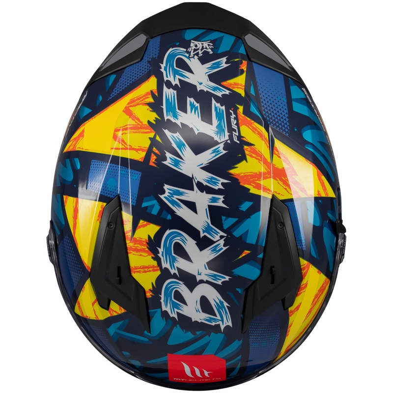 MT Braker SV Fury integralus motociklininko šalmas mėlynai geltonas